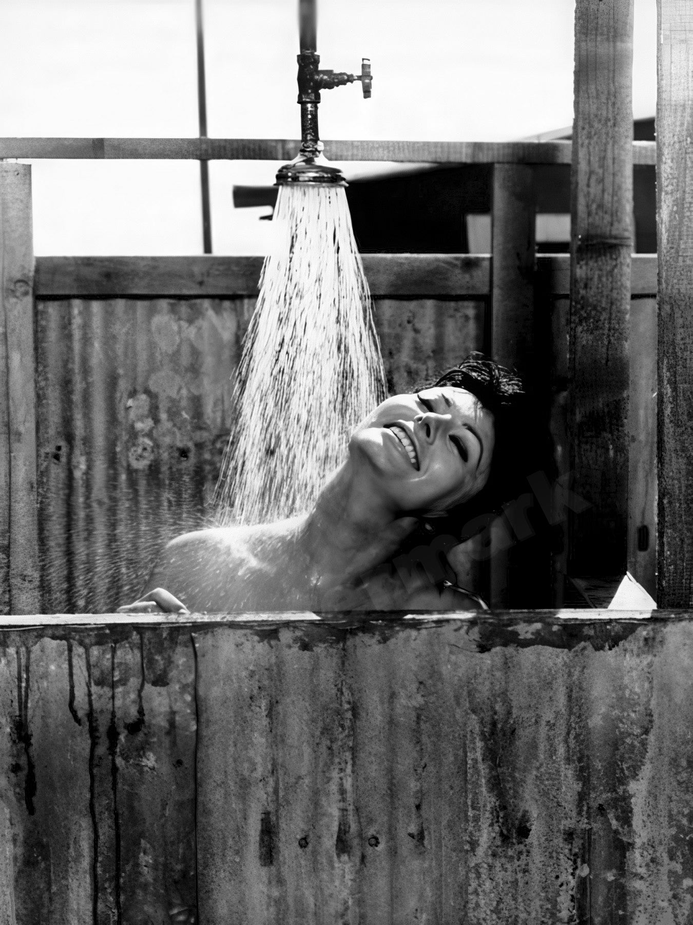 Sophia Loren In Shower For Her Role In Judith B&W Photo - Celebrity Actresses