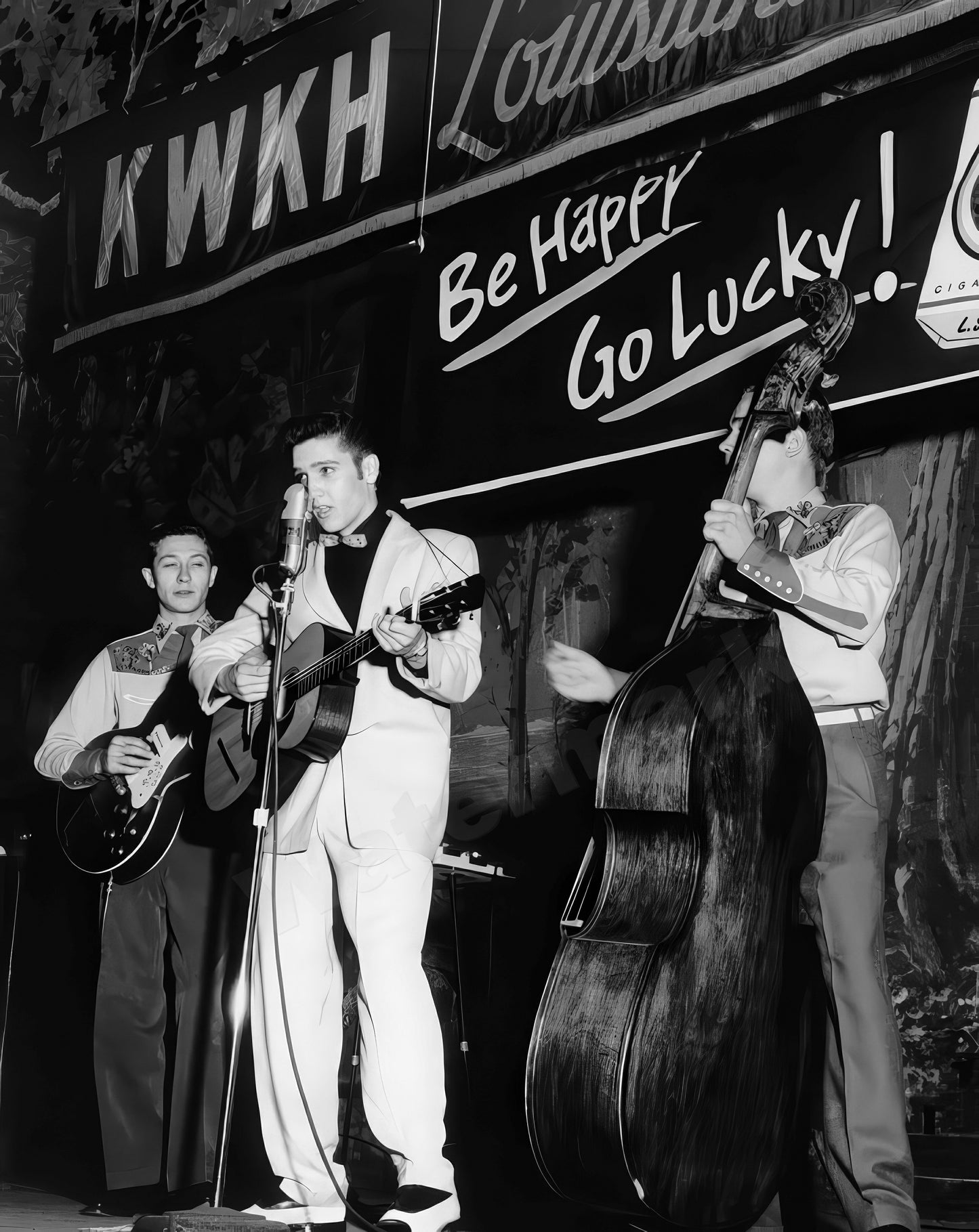 Elvis Presley Performing In Shreveport Auditorium B&W Photo - Celebrity Actors and Musicians