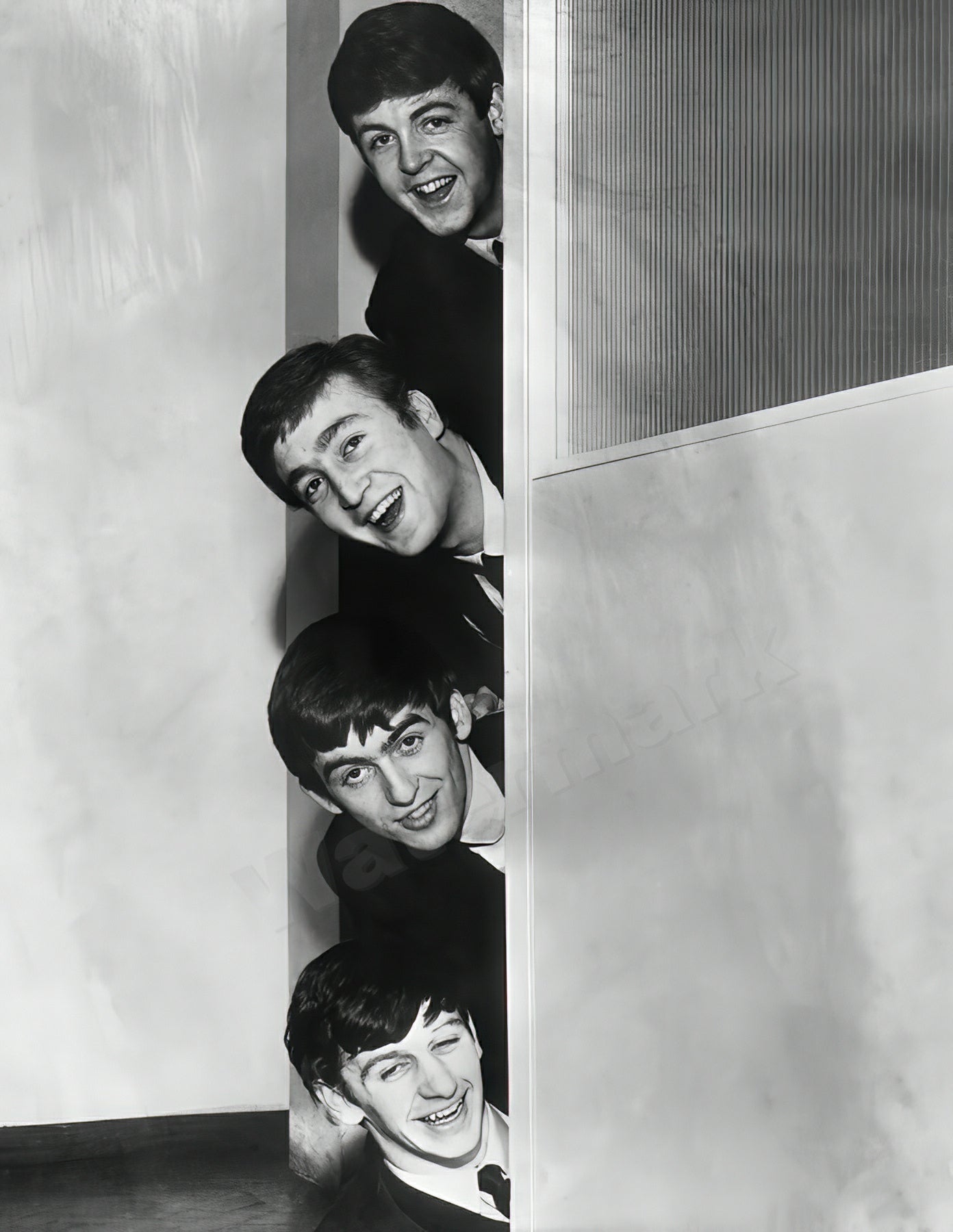 The Beatles Playing Peek-a-boo B&W Photo - Celebrity Musicians