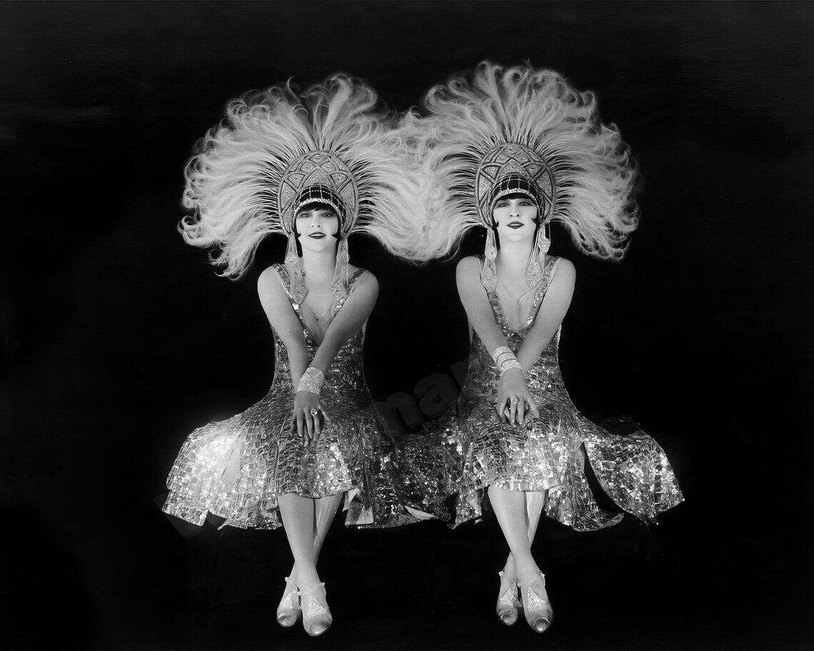 1920's Era Ziegfeld Follies showgirls The Dolly Sisters B&W Photo - Celebrity Actresses and Showgirls