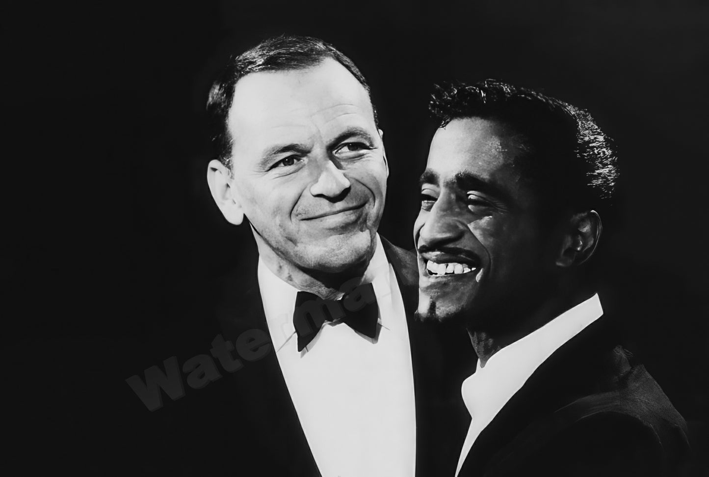 Frank Sinatra And Sammy Davis Jr. Smiling B&W Photo - Celebrity Actors and Musicians
