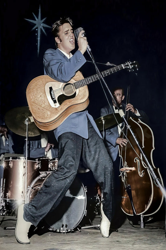 Elvis Presley Rocking Out On Stage Photo - Celebrity Musicians