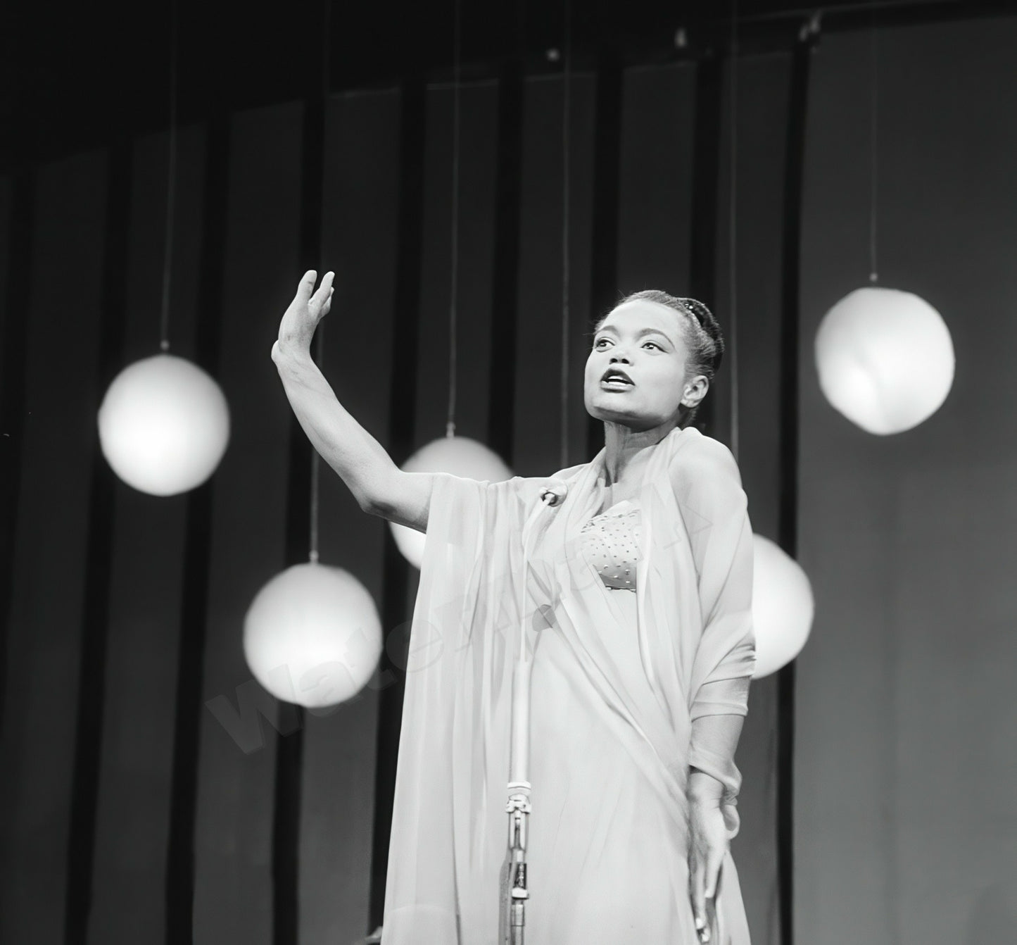 Eartha Kitt Performing On Stage B&W Photo - Celebrity Personality