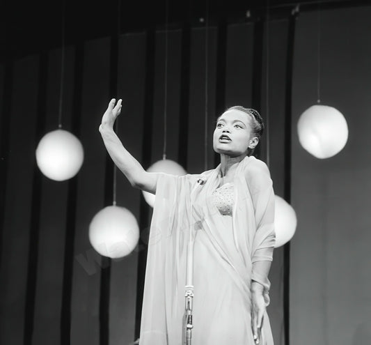Eartha Kitt Performing On Stage B&W Photo - Celebrity Personality