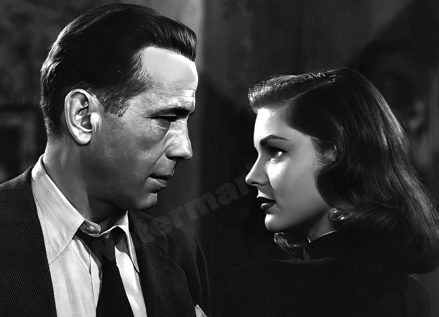 Humphrey Bogart And Lauren Bacall The Big Sleep B&W Photo - Celebrity Actors and Actresses