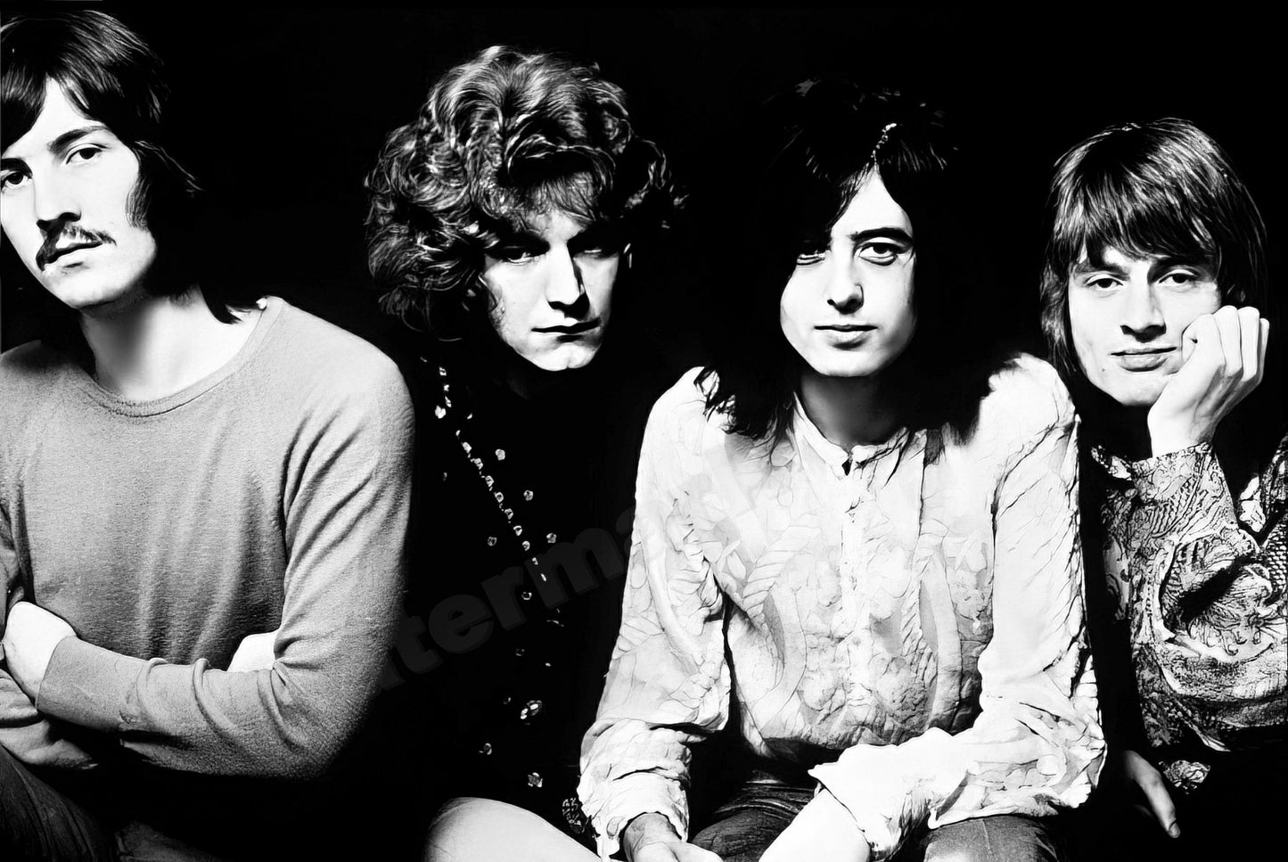 Led Zeppelin Dramatic Portrait B&W Photo - Celebrity Musicians
