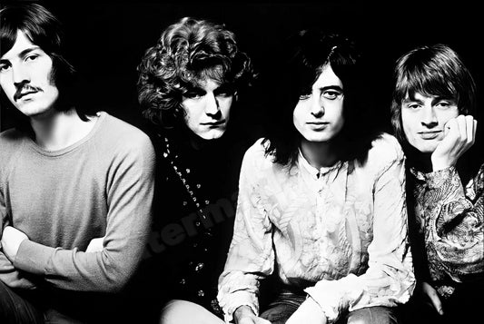 Led Zeppelin Dramatic Portrait B&W Photo - Celebrity Musicians