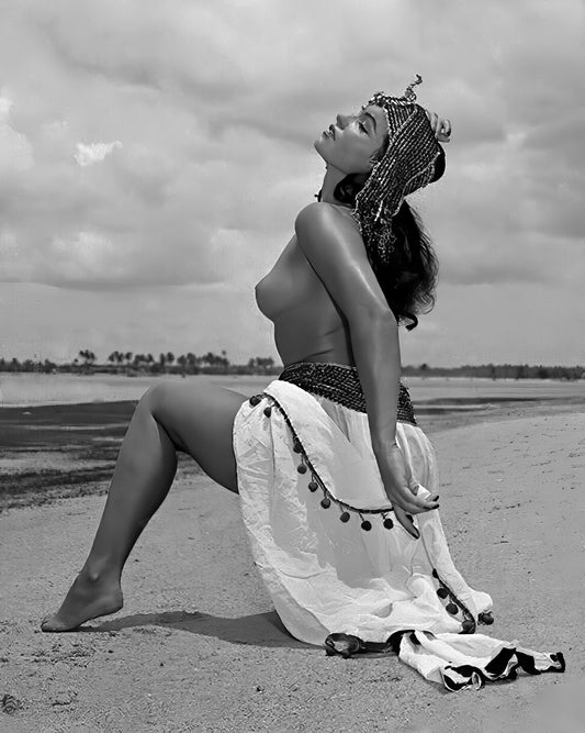 Bettie Page - rare Egyptian Queen 2 print circa 1950's B&W Photo - Celebrity Model
