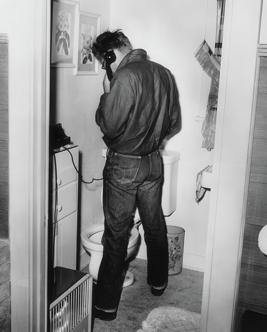James Dean In Restroom B&W Photo - Celebrity Actors