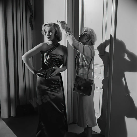 Marilyn Monroe With Hairdresser On The Set Of How To Marry A Millionaire B&W Photo - Celebrity Actresses