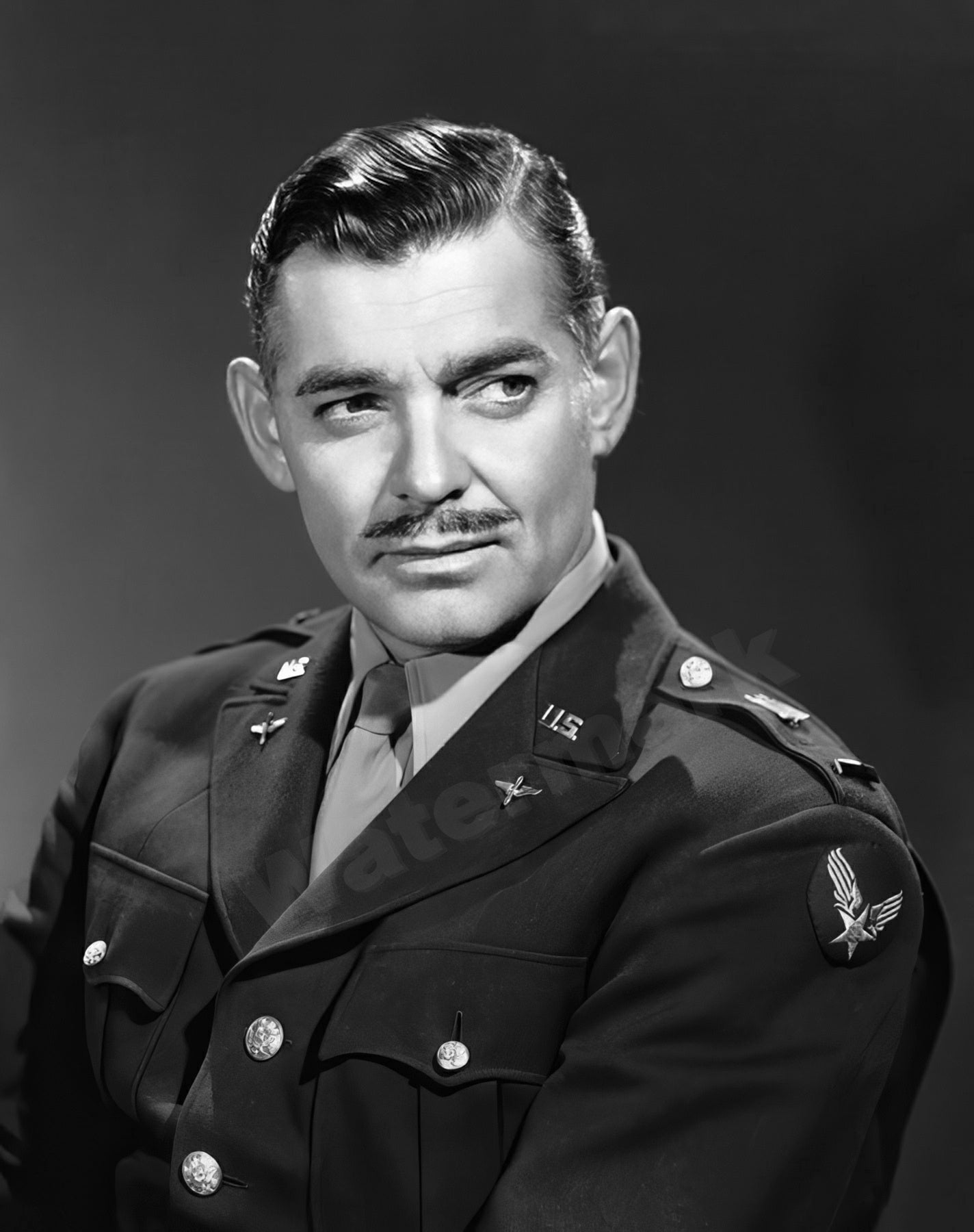 Clark Gable In Military Uniform B&W Photo - Celebrity Actors