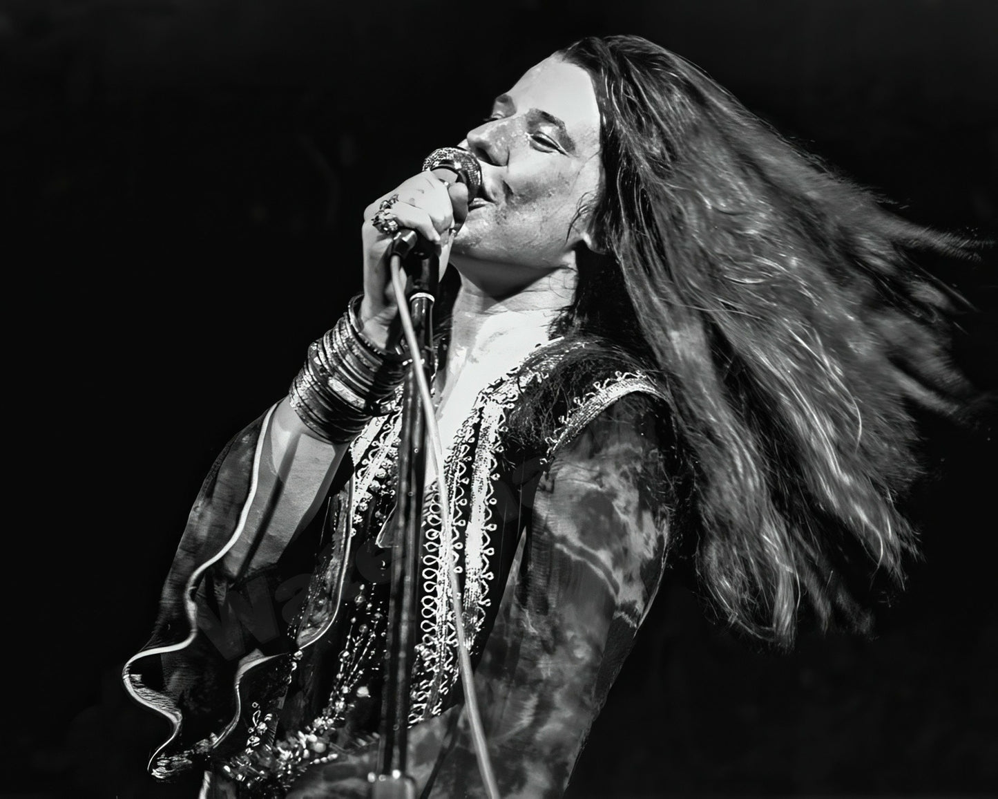 Janis Joplin Live At Woodstock B&W Photo - Celebrity Musicians
