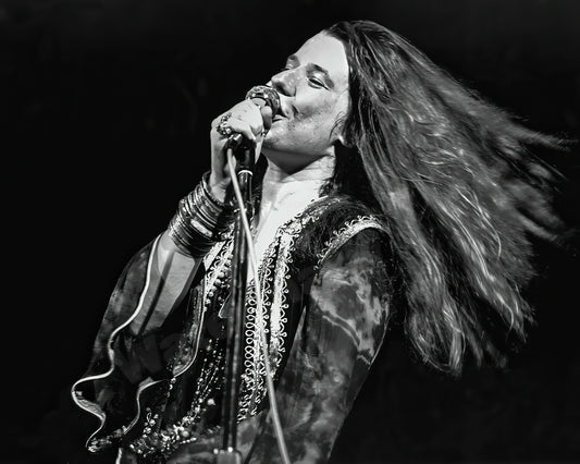 Janis Joplin Live At Woodstock B&W Photo - Celebrity Musicians