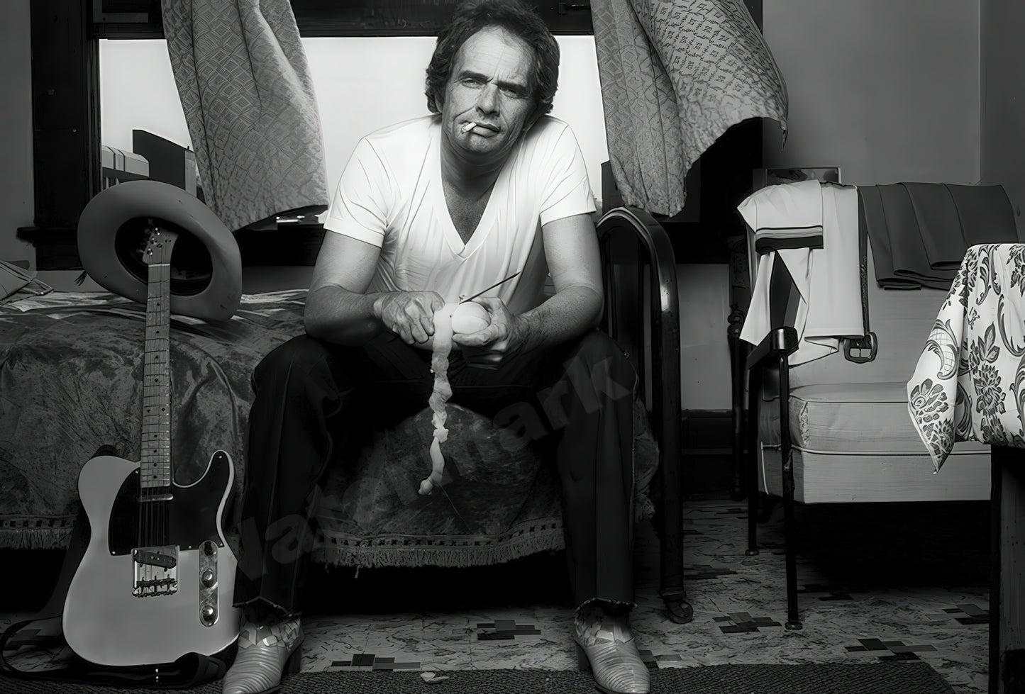 Merle Haggard B&W Photo - Celebrity Musicians