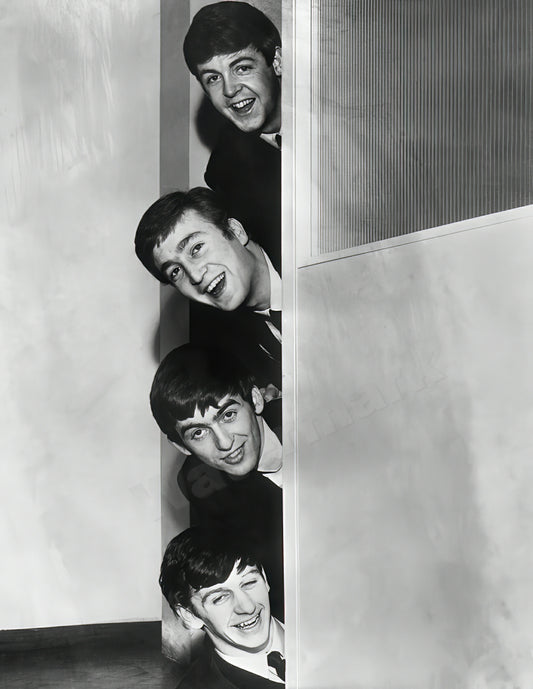 The Beatles Playing Peek-a-boo B&W Photo - Celebrity Musicians
