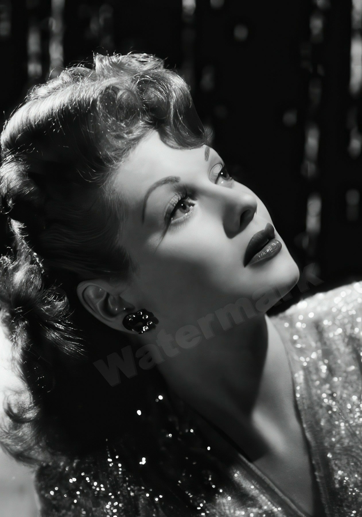 Lucille Ball In Updo B&W Photo - Celebrity Actresses