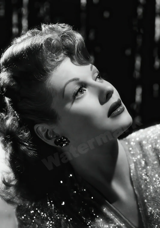 Lucille Ball In Updo B&W Photo - Celebrity Actresses