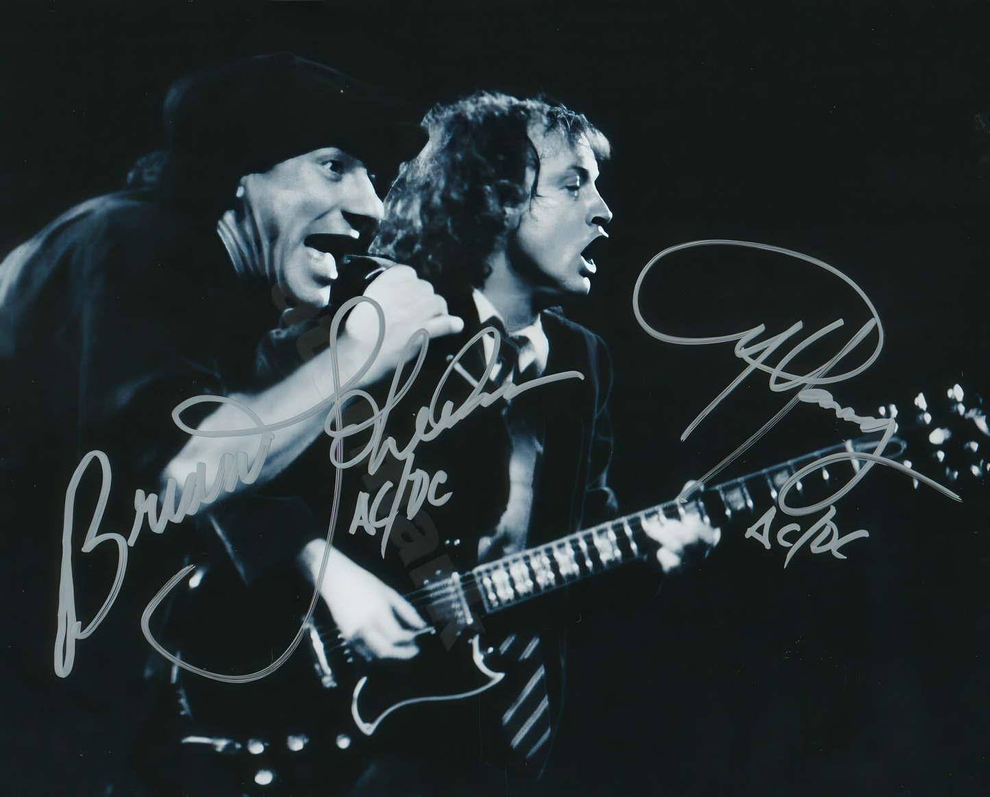 Angus Young  Brian Johnson Autographed Signed Photo ( AC DC ) Photo - Celebrity Autograph Reprint