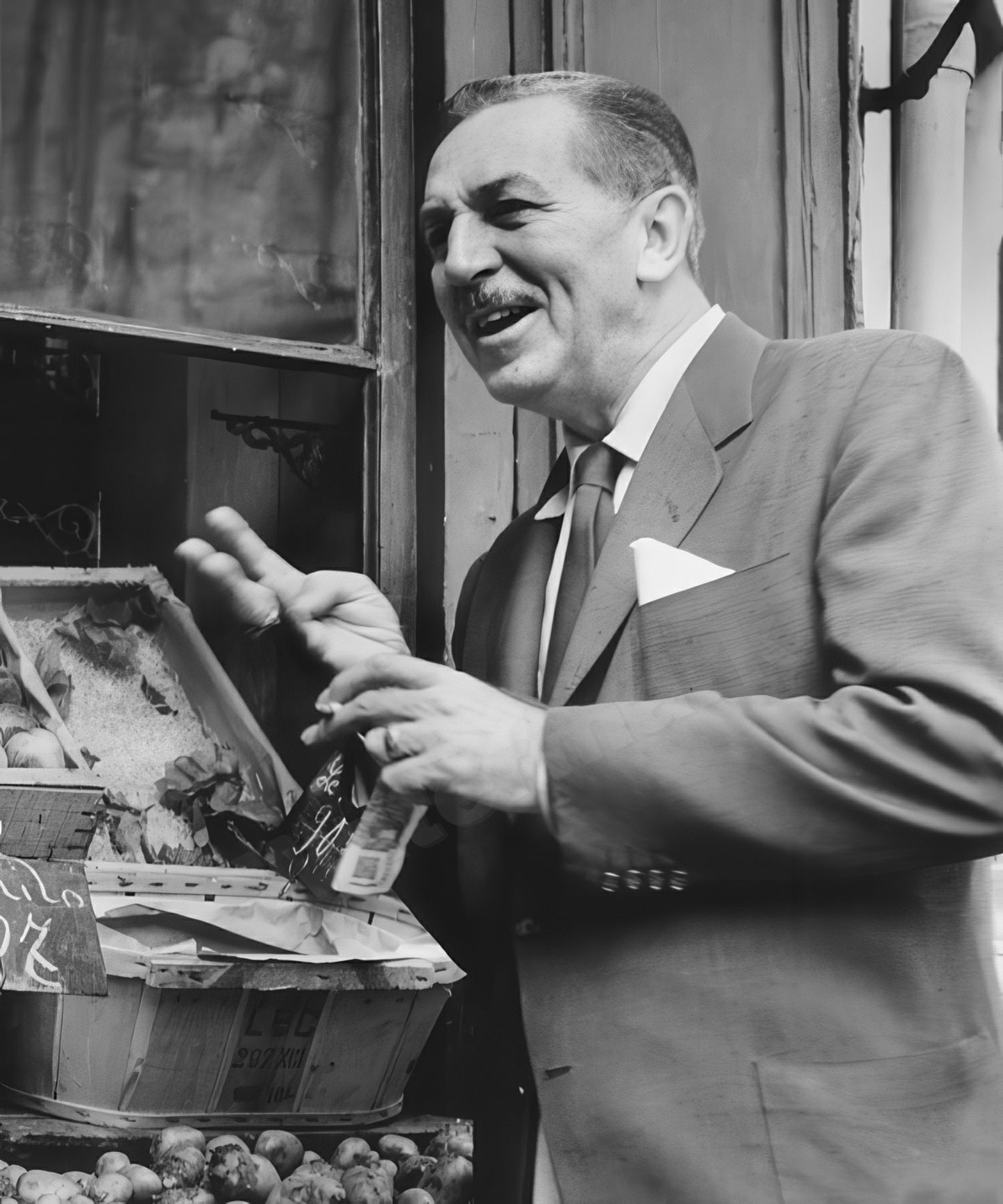 Candid Walt Disney In Paris B&W Photo - Celebrity Personality