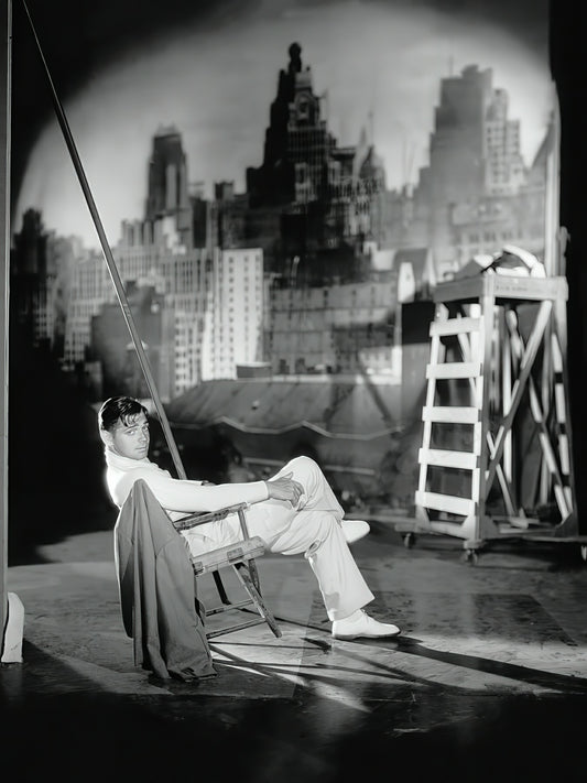 Clark Gable Posed On Sound Stage II B&W Photo - Celebrity Actors