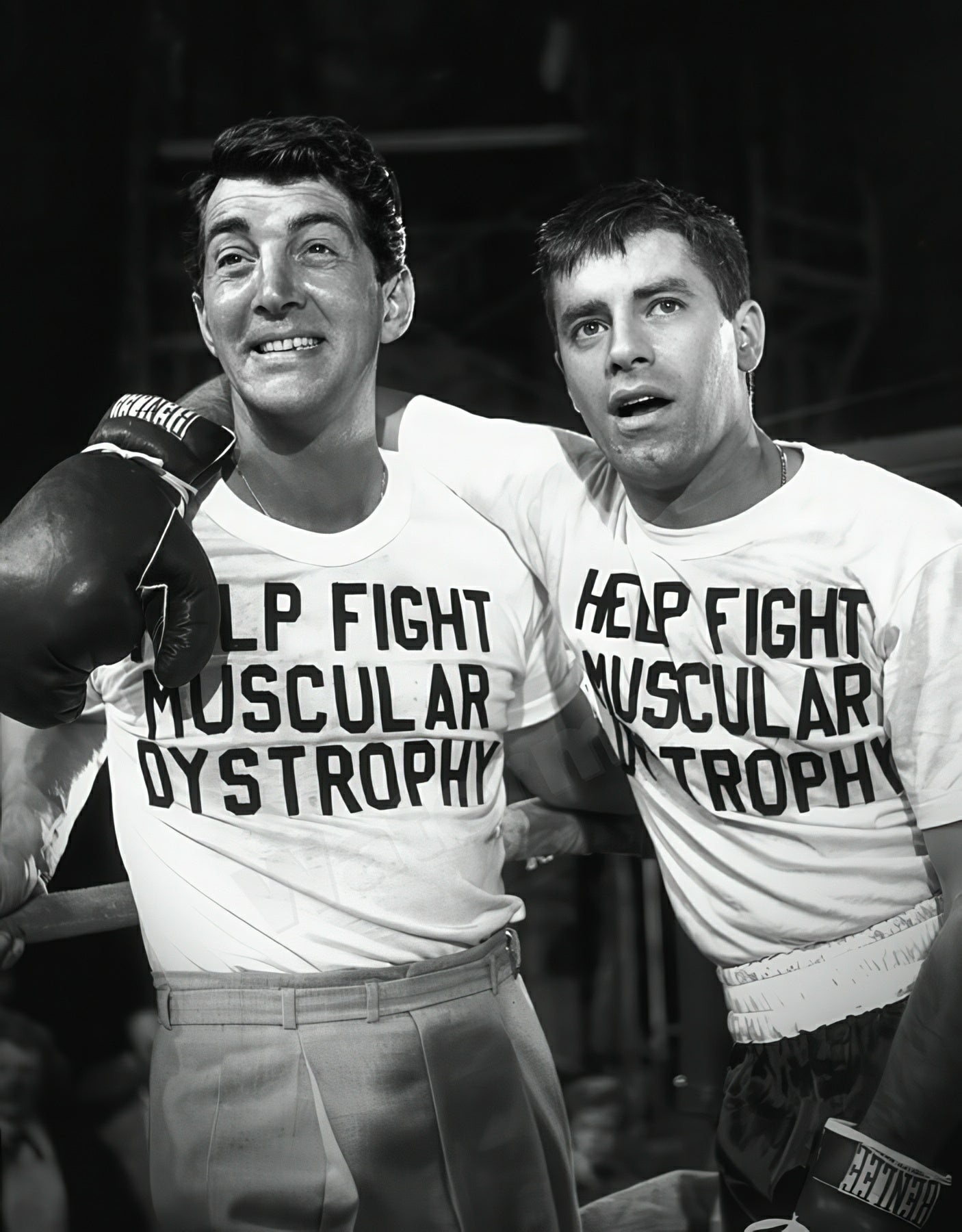 Dean Martin And Jerry Lewis Fight Muscular Dystophy B&W Photo - Celebrity Actors