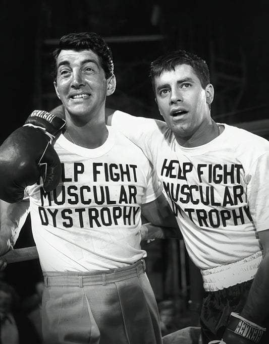 Dean Martin And Jerry Lewis Fight Muscular Dystophy B&W Photo - Celebrity Actors