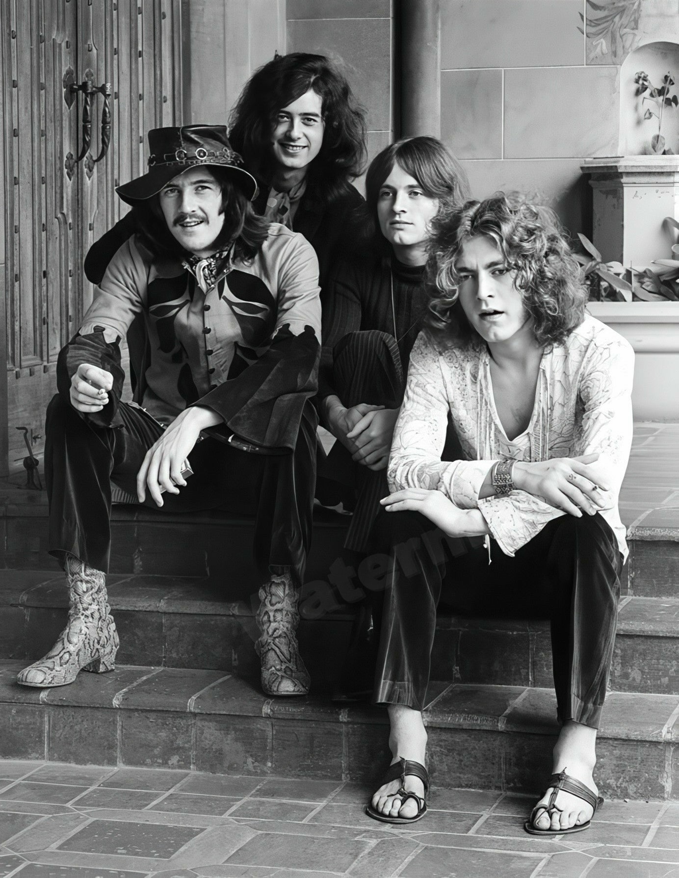 Led Zeppelin Sitting On The Steps At The Chateau Marmont