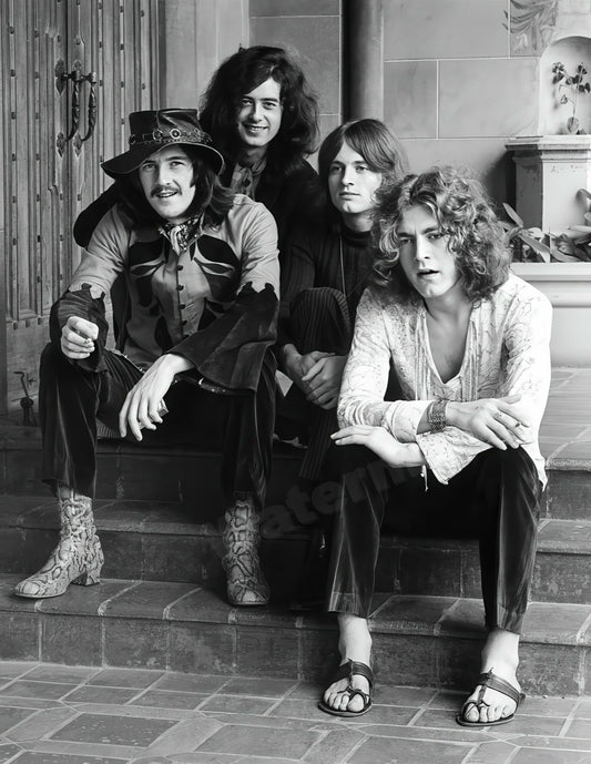 Led Zeppelin Sitting On The Steps At The Chateau Marmont